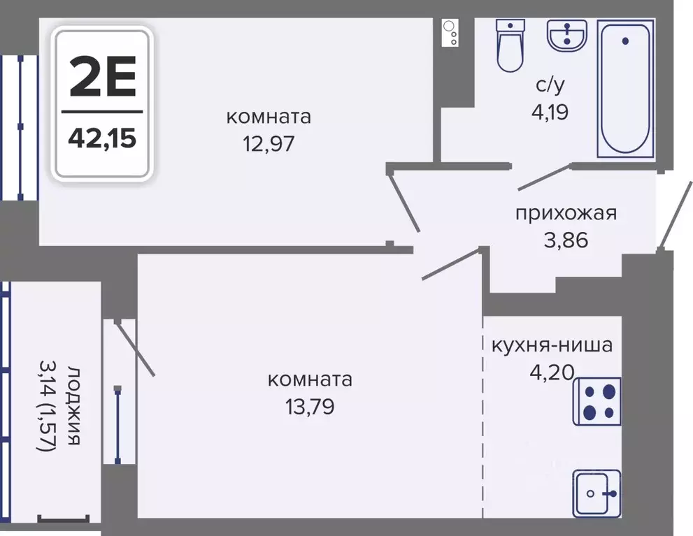 2-к кв. Пермский край, Пермь Гайва мкр,  (42.15 м) - Фото 1