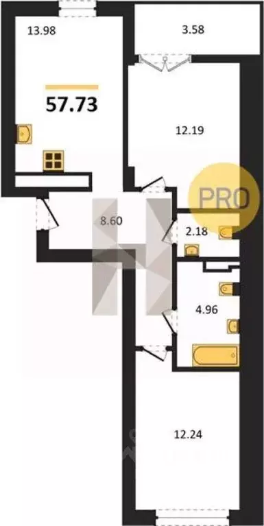2-к кв. Калининградская область, Гурьевск Включи жилой комплекс (55.94 ... - Фото 1