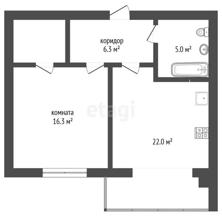 1-комнатная квартира: Лермонтов, Объездная улица, 9 (52.5 м) - Фото 0