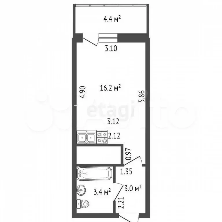 Квартира-студия, 27 м, 21/25 эт. - Фото 0