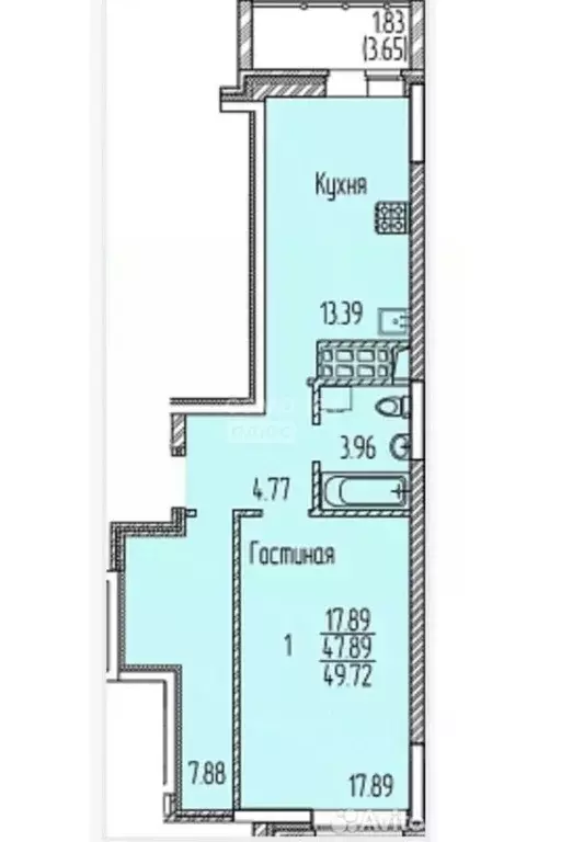 1-к кв. Татарстан, Казань ул. Рауиса Гареева, 102к1 (49.7 м) - Фото 2