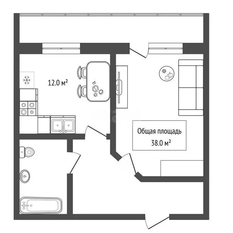 1-комнатная квартира: Новосибирск, улица Петухова, 14А (38 м) - Фото 0