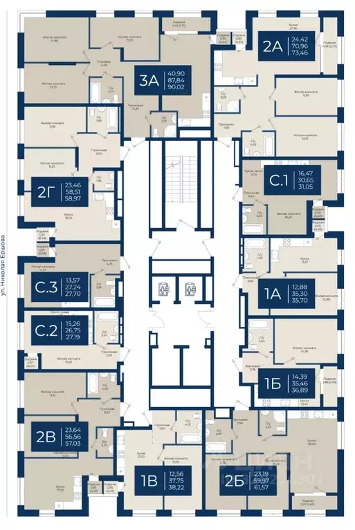 3-к кв. Татарстан, Казань Нова жилой комплекс (90.02 м) - Фото 2