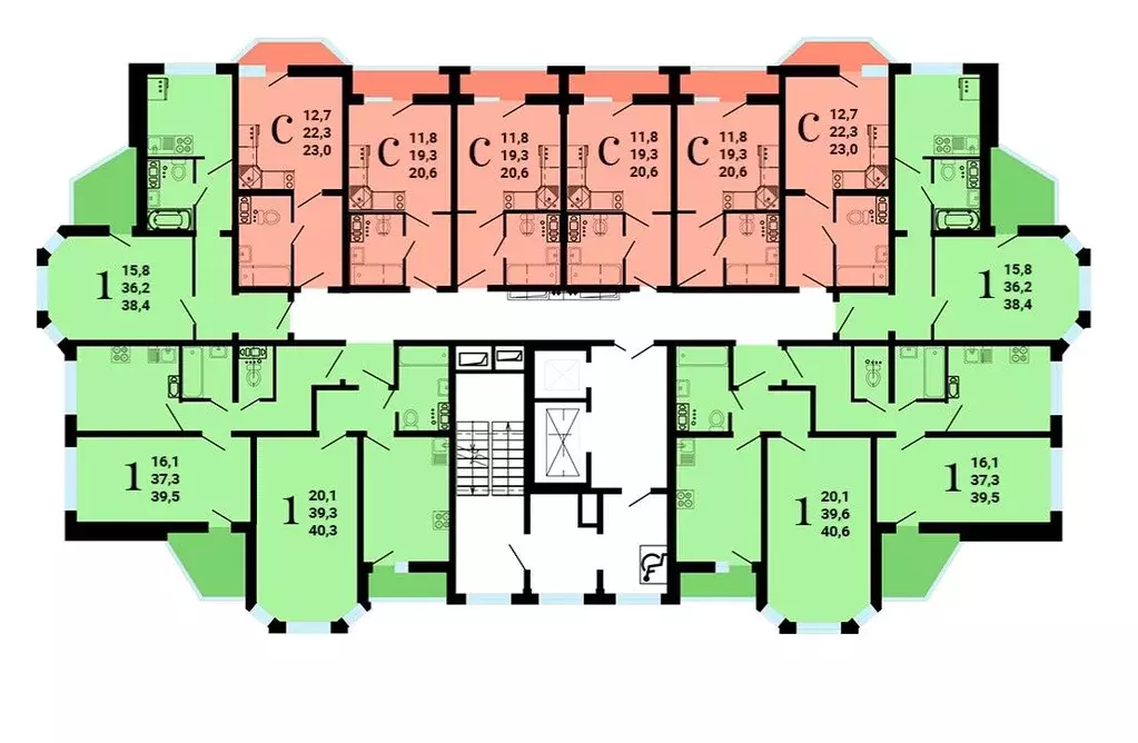 1-к кв. Воронежская область, Воронеж 8 Элемент жилой комплекс (38.94 ... - Фото 1