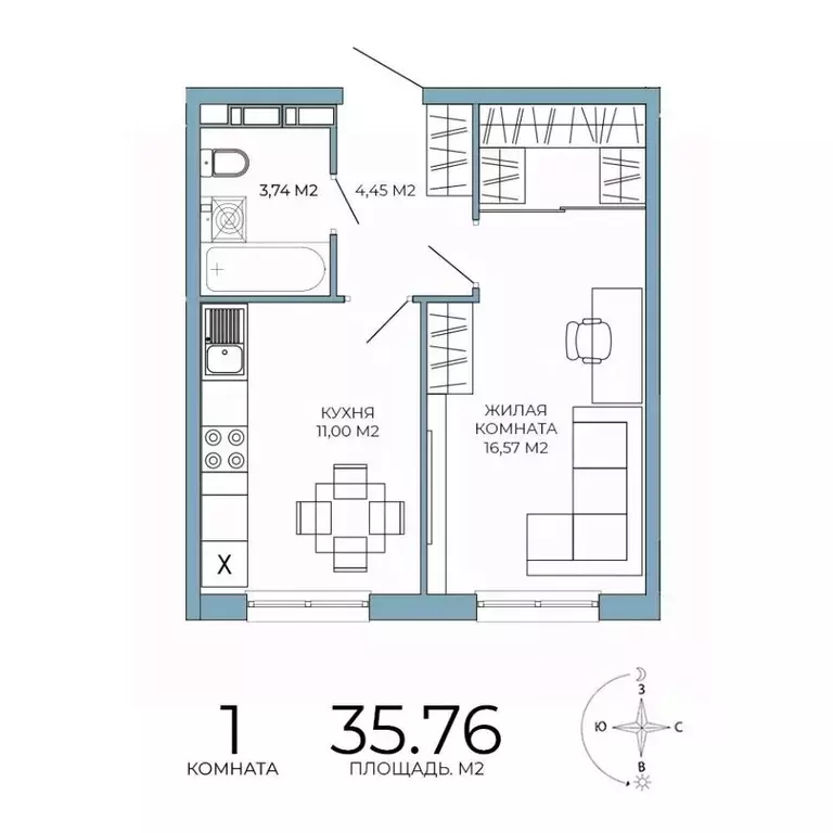1-к кв. Пензенская область, Пенза Лугометрия жилой комплекс (35.76 м) - Фото 1