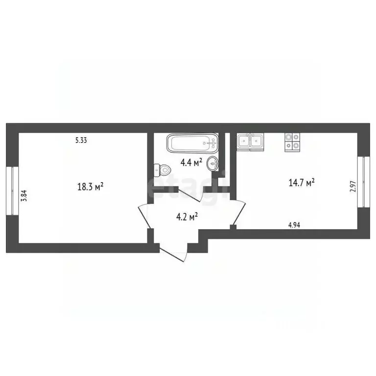 1-к кв. Калининградская область, Калининград Суздальская ул., 11А ... - Фото 2