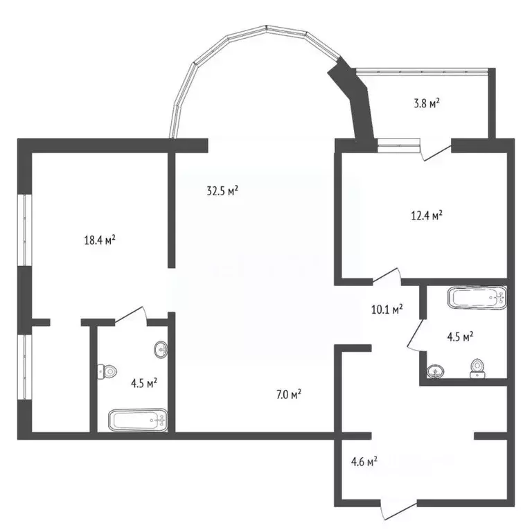 3-к кв. Красноярский край, Красноярск ул. Авиаторов, 28 (94.9 м) - Фото 1