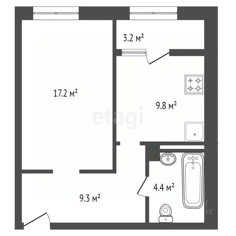 1-к кв. Красноярский край, Красноярск ул. Апрельская, 9А (24.4 м) - Фото 2