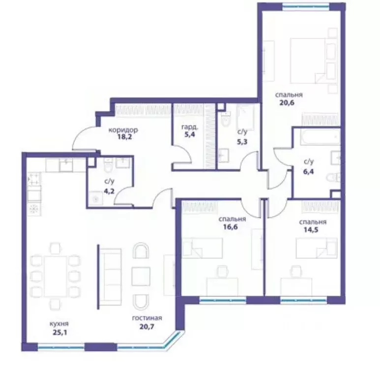 3-к кв. Москва ул. Василия Ланового, 5 (136.7 м) - Фото 1