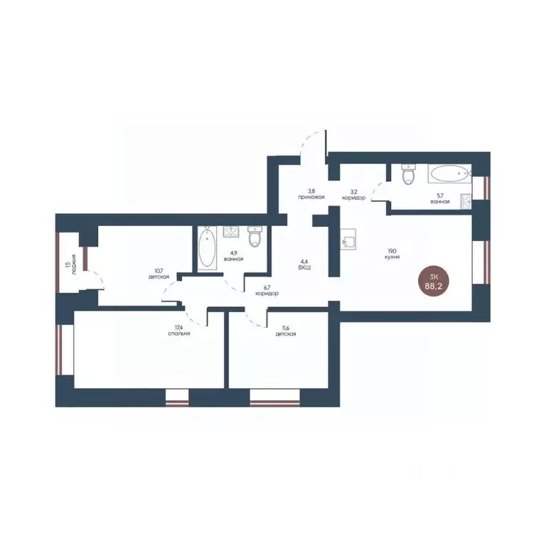 3-к кв. Томская область, Томск Телецентр мкр, ул. Белозерская, 10/2 ... - Фото 1