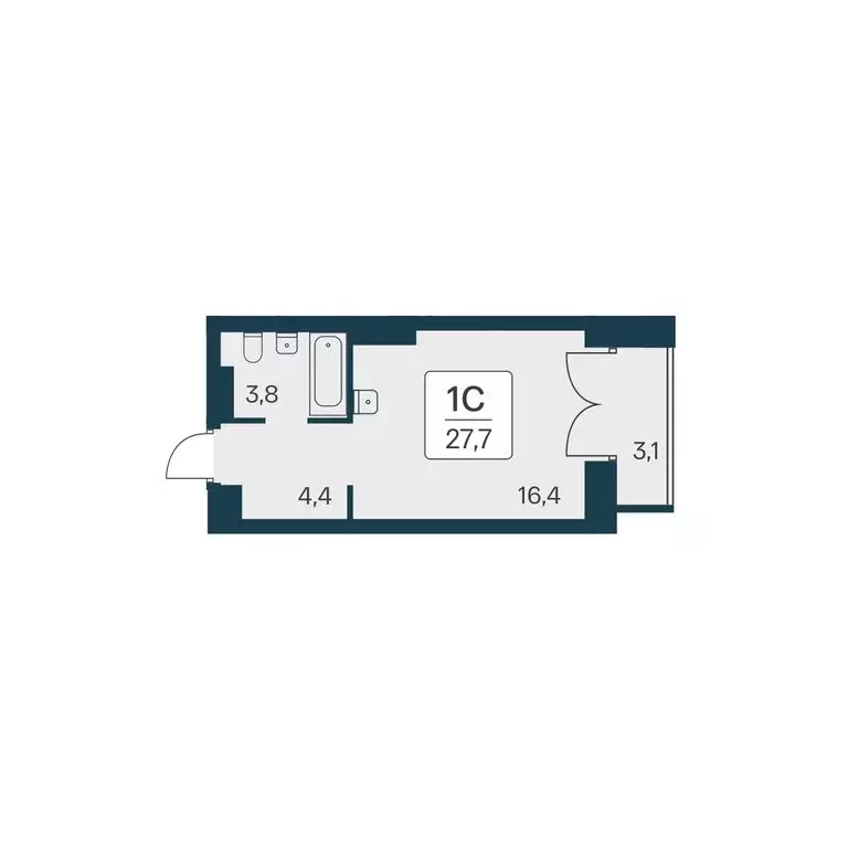 Квартира-студия: Новосибирск, ЖК Расцветай на Красном (27.7 м) - Фото 0