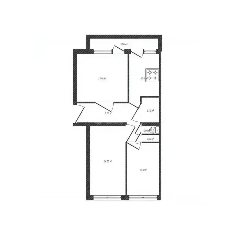 3-к кв. Брянская область, Дятьково Станционная ул., 31 (65.2 м) - Фото 2
