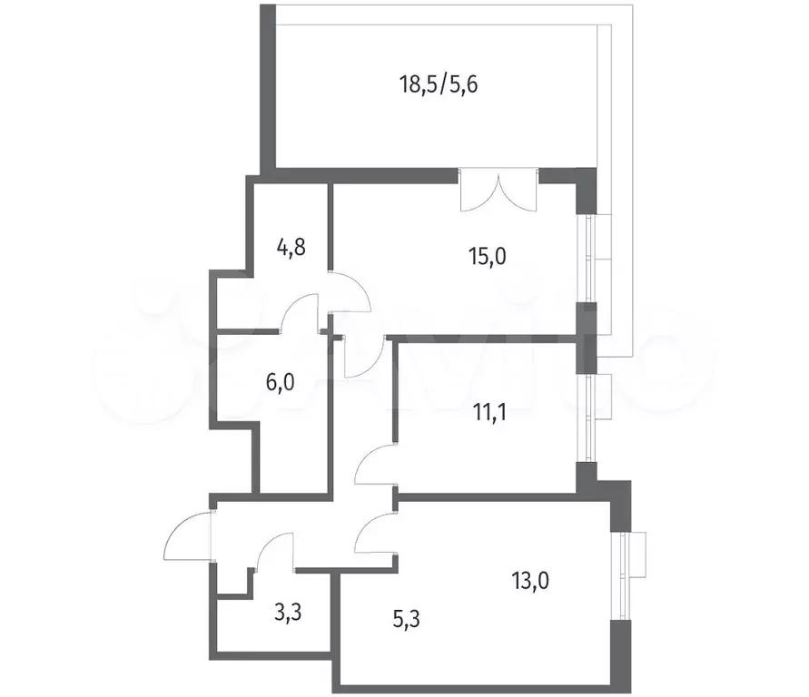 3-к. квартира, 73,3 м, 4/6 эт. - Фото 1