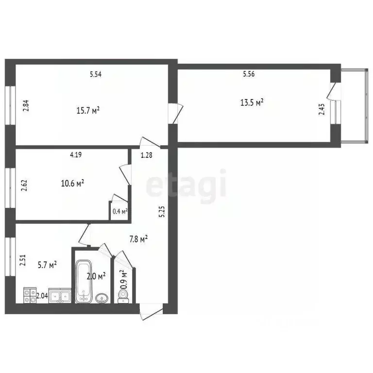 3-к кв. Тюменская область, Тюмень Тарманы мкр, ул. Малышева, 22 (59.4 ... - Фото 2