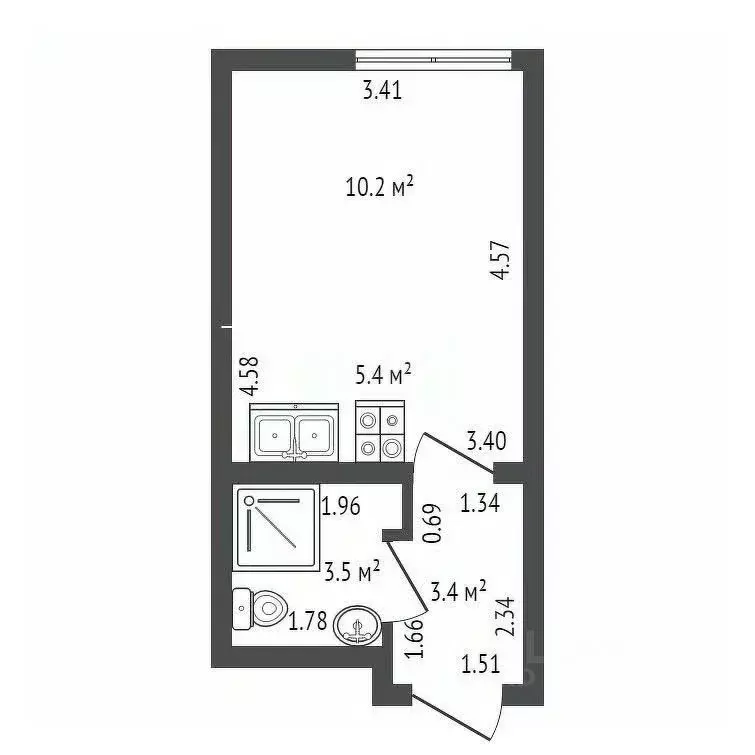 Студия Санкт-Петербург ул. Маршала Казакова, 21к3 (22.5 м) - Фото 1