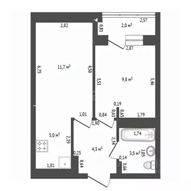 2-к кв. Башкортостан, Уфа ул. Воинов-Интернационалистов, 7 (34.3 м) - Фото 2