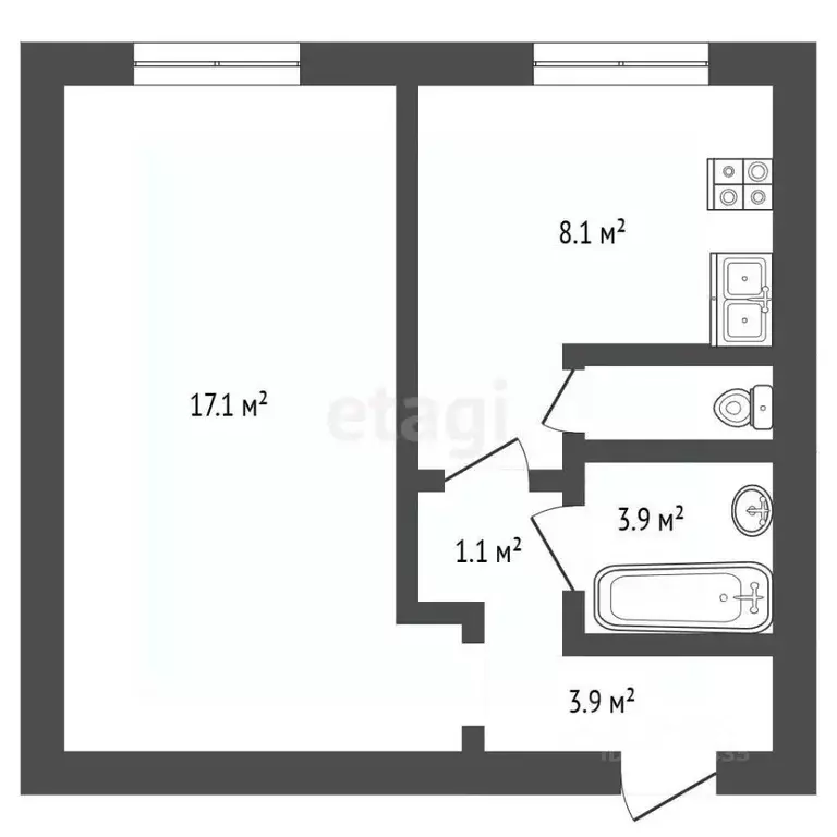 1-к кв. Московская область, Балашиха Октябрьская ул., 10 (32.6 м) - Фото 2