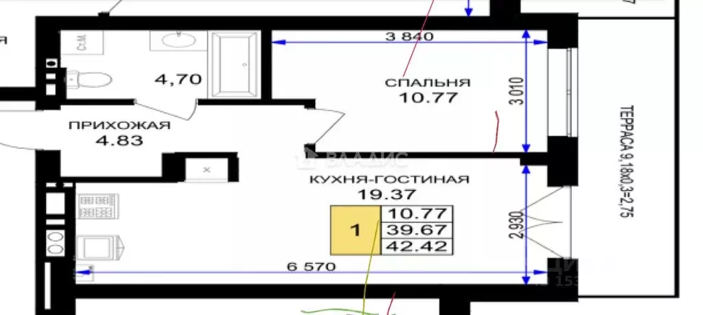 1-к кв. Калининградская область, Гурьевск ул. Героя России ... - Фото 2