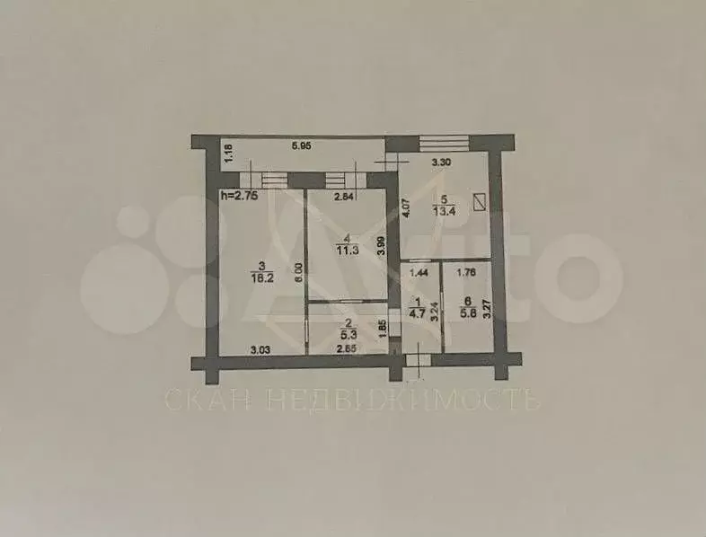 2-к. квартира, 69 м, 6/6 эт. - Фото 0
