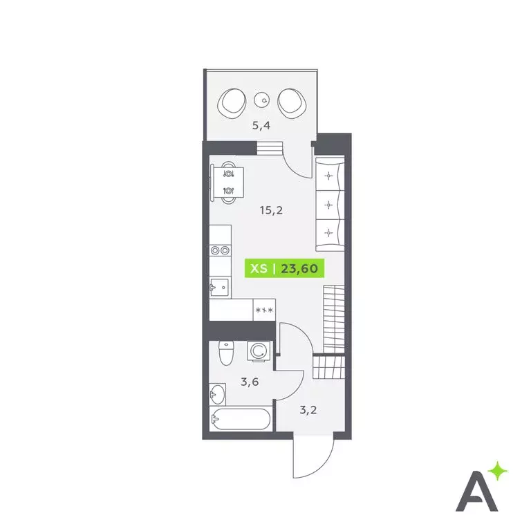 Квартира-студия: Кудрово, Солнечная улица, 10к1 (23.6 м) - Фото 1