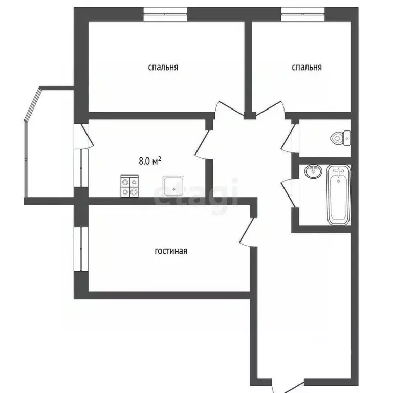 3-к кв. Тюменская область, Тюмень ул. Демьяна Бедного, 83 (65.1 м) - Фото 1