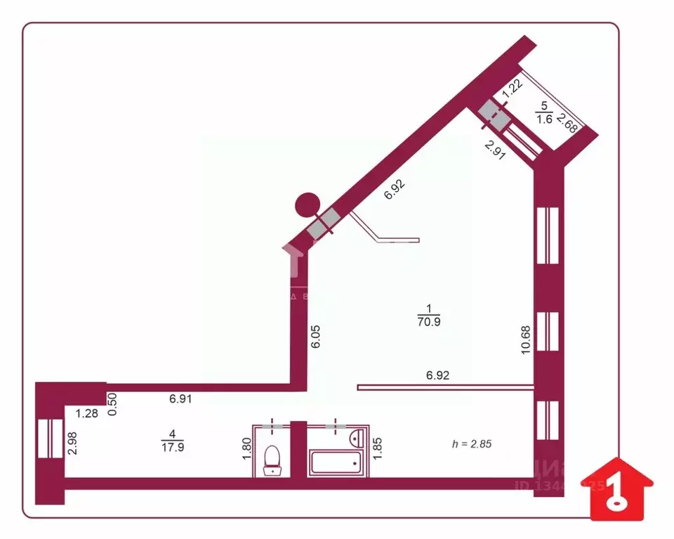 3-к кв. Омская область, Омск ул. Перелета, 27 (93.4 м) - Фото 2
