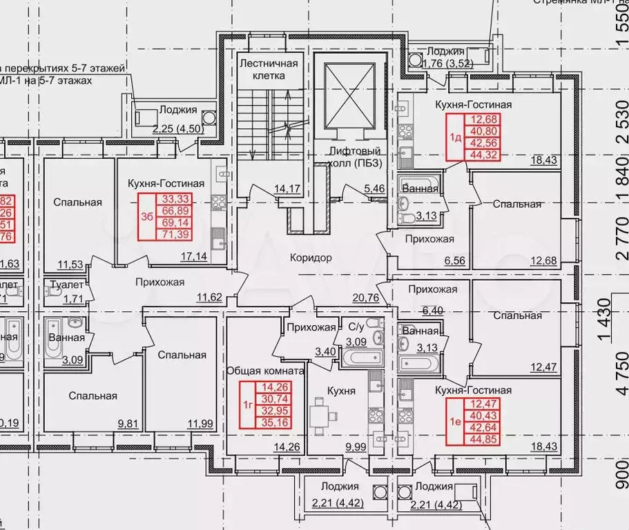 3-к. квартира, 71 м, 5/9 эт. - Фото 1