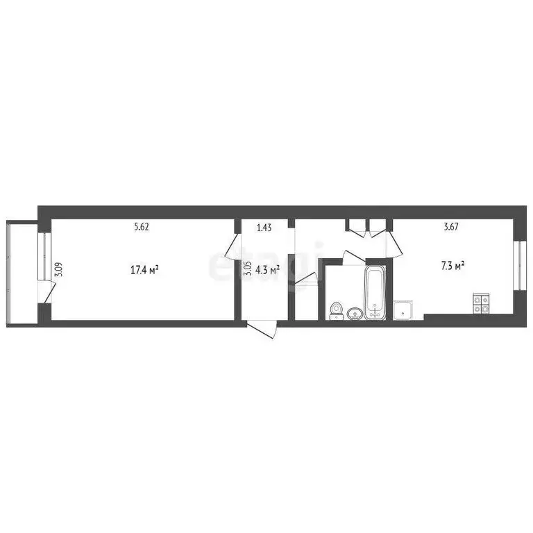 1-комнатная квартира: Тутаев, Комсомольская улица, 86 (38 м) - Фото 1