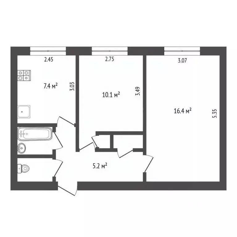 2-к кв. Псковская область, Псков Рижский просп., 31 (43.1 м) - Фото 1