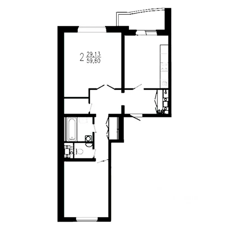 2-к кв. Московская область, Серпухов бул. 65 лет Победы, 19 (59.9 м) - Фото 2