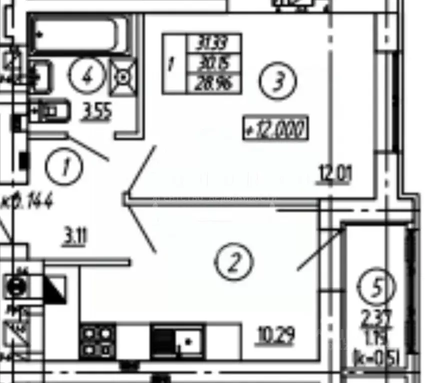 1-к кв. Калининградская область, Гурьевск бул. Краковский, 19 (31.33 ... - Фото 2