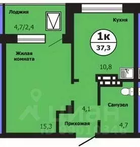 1-к кв. Красноярский край, Красноярск ул. Лесников, 51Б (37.5 м) - Фото 0