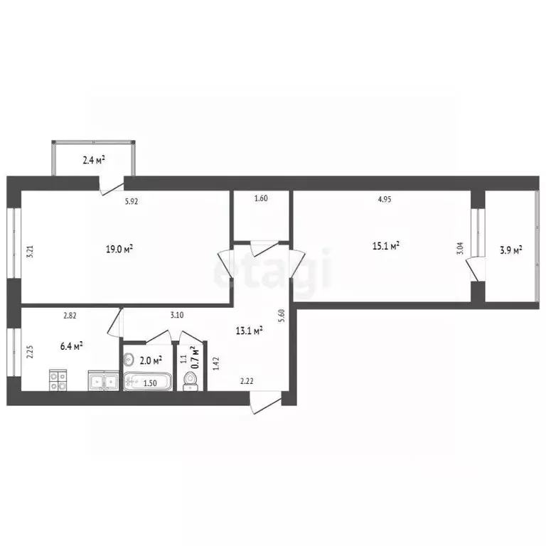 2-к кв. Самарская область, Самара просп. Кирова, 224 (56.7 м) - Фото 1