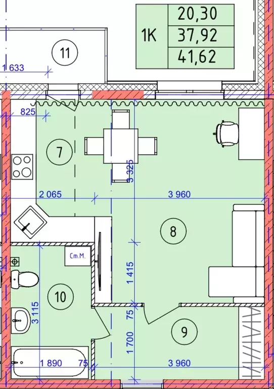 квартира-студия, 41.62 м - Фото 0