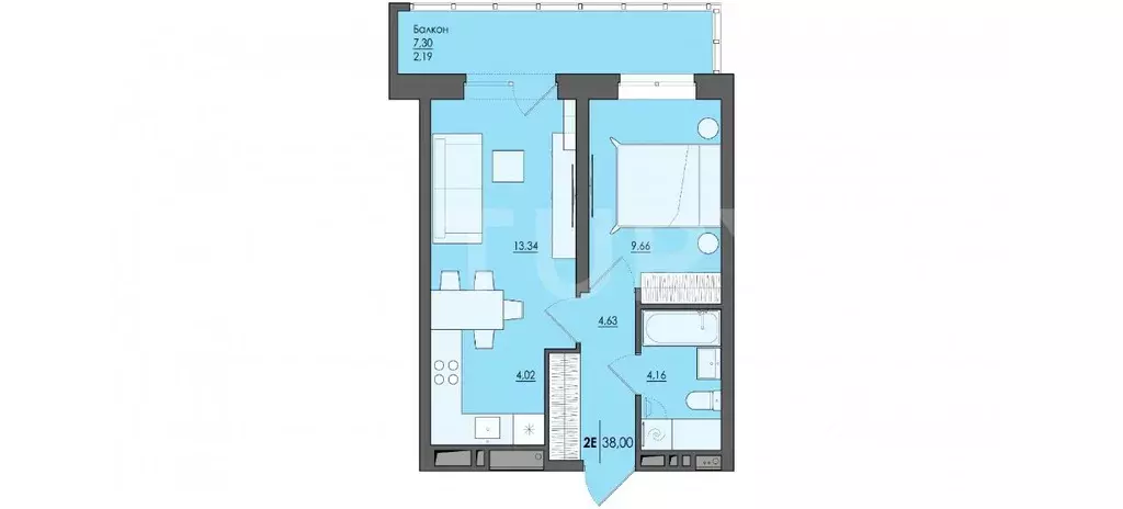 2-к кв. Пермский край, Пермь ул. Сергея Есенина, 9Ак2 (38.0 м) - Фото 2