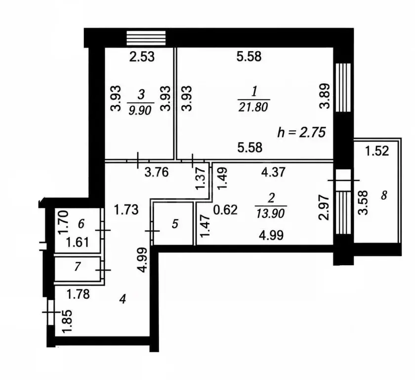 2-к кв. Чувашия, Чебоксары ул. Федора Гладкова, 34 (68.7 м) - Фото 2