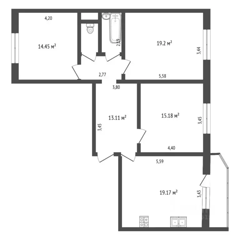 3-к кв. Тюменская область, Тюмень ул. Павла Шарова, 9 (87.0 м) - Фото 2