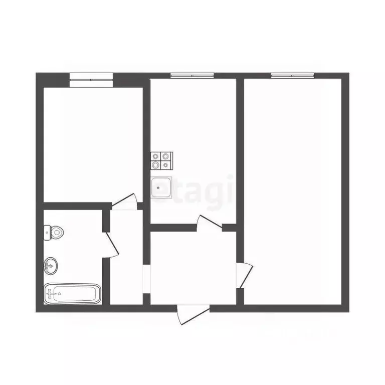 2-к кв. Тюменская область, Тюмень Заречный проезд, 39 (47.3 м) - Фото 2