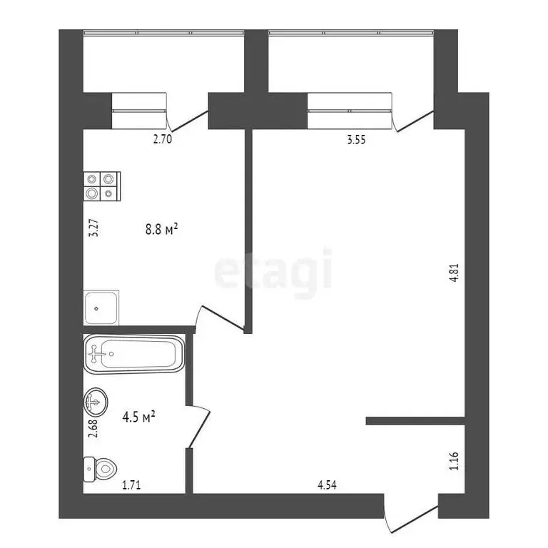 1-комнатная квартира: Ишим, улица Просвещения, 27 (37.1 м) - Фото 1