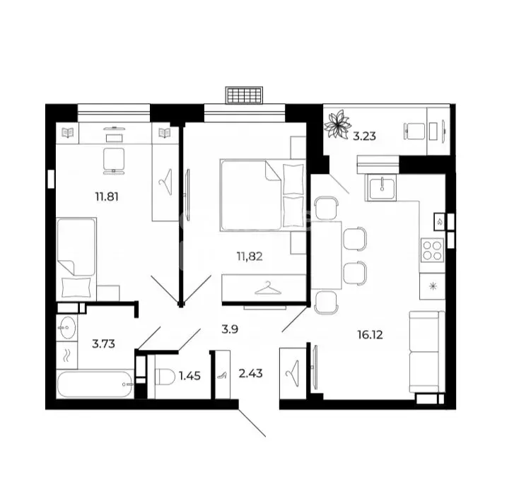 2-комнатная квартира: Липецк, Коммунистическая улица (54 м) - Фото 0