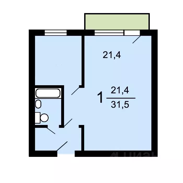 1-к кв. Москва Туристская ул., 4К2 (31.3 м) - Фото 1