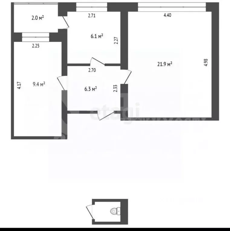 3-к кв. Тюменская область, Тюмень Шаимский проезд, 5 (43.7 м) - Фото 2