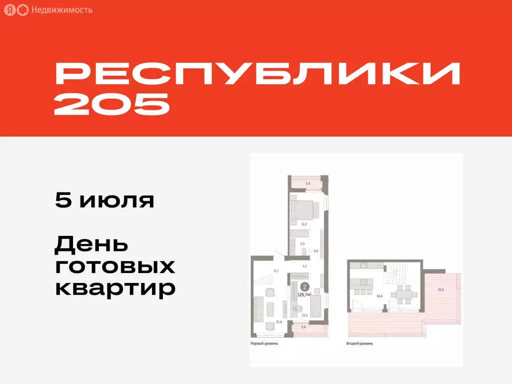 2-комнатная квартира: Тюмень, Ленинский округ (125.69 м) - Фото 0
