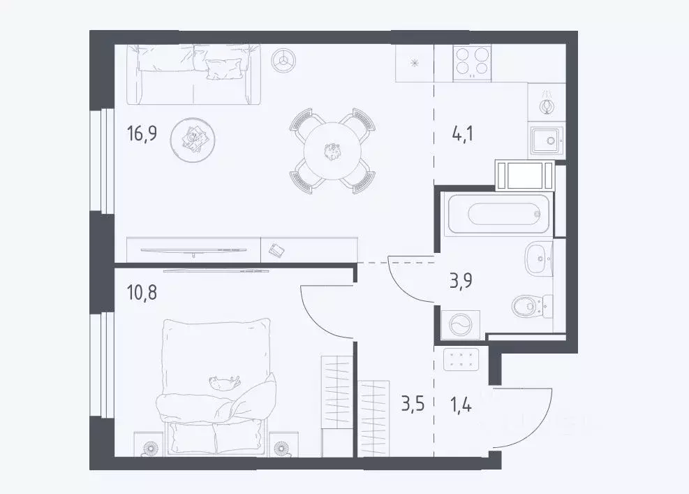 1-к кв. Московская область, Мытищи пер. 1-й Стрелковый, 5 (40.0 м) - Фото 2