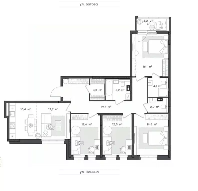 4-к кв. Ярославская область, Ярославль Тутаевское ш., 93Б (116.4 м) - Фото 1