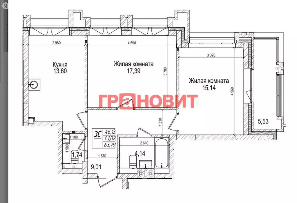 2-комнатная квартира: Новосибирск, улица Максима Горького, 10 (61 м) - Фото 0