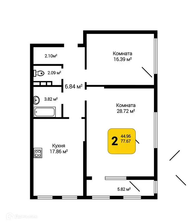 Продаётся 2-к квартира, 80.72 м - Фото 0