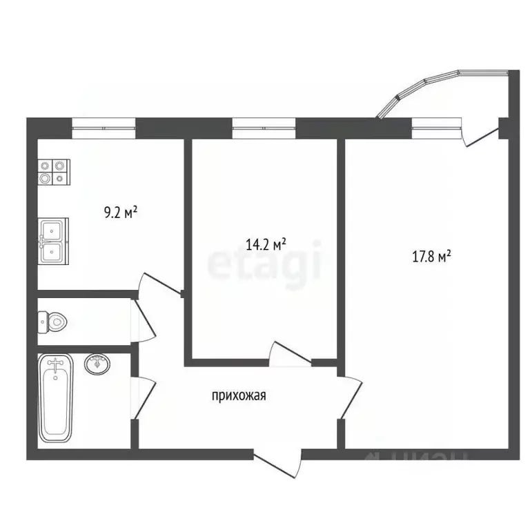 2-к кв. Москва ул. Адмирала Лазарева, 55 (54.0 м) - Фото 2