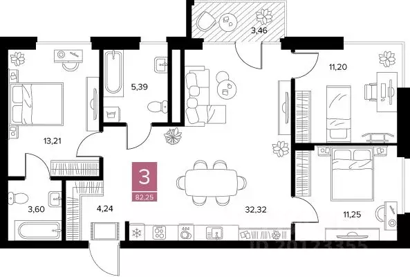 3-к кв. Рязанская область, Рязань Забайкальская ул. (82.25 м) - Фото 1