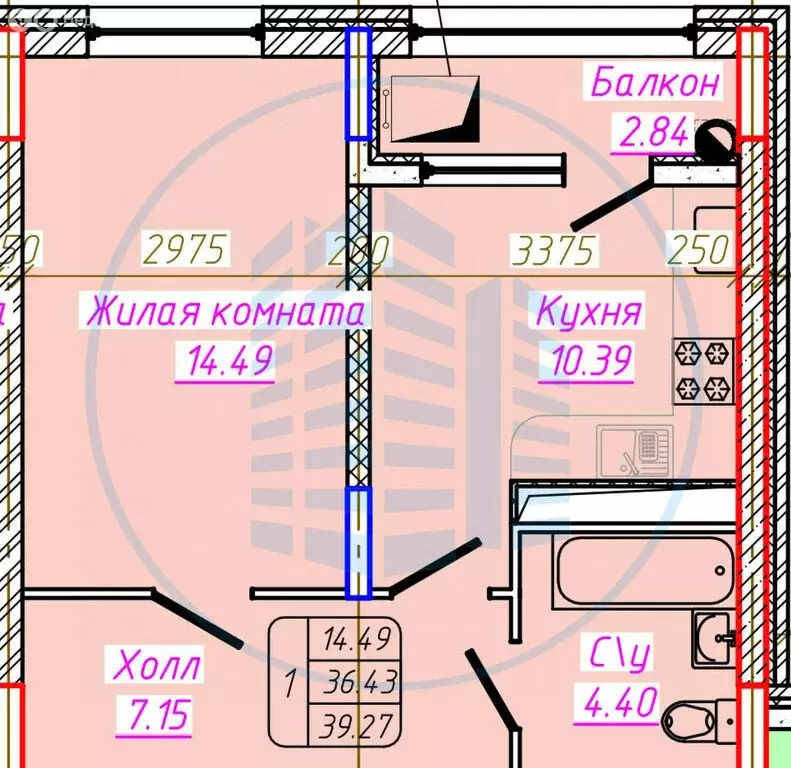 1-комнатная квартира: Ессентуки, улица Ермолова, 98/1 (39.3 м) - Фото 1